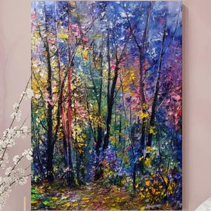 Original Oil Painting: Magic Forest Path - Autumn Landscape Art