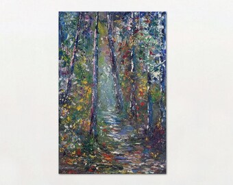 Magical Forest Place Painting on Canvas, Original Painting, Impressionist  Landscape Painting, Living Room Wall Decor, Enchanted Forest Path