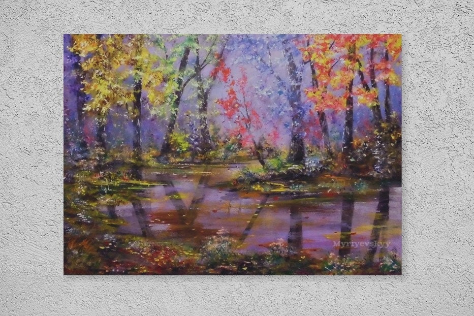 Oil Painting Path In Fantasy Forest Art Forest Trail Wall Art Modern ...
