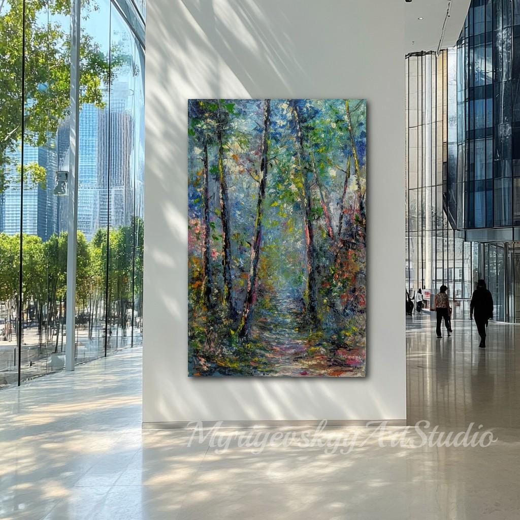 テクスチャのある森の油絵：森の印象派風景画 - Etsy 日本