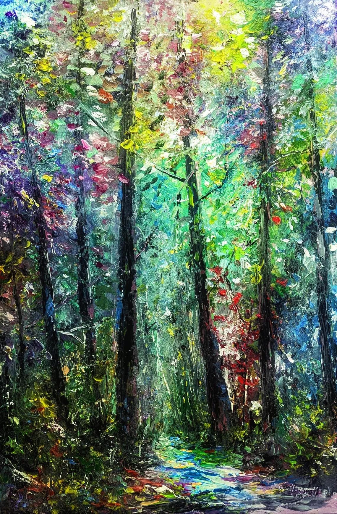 油絵 絵画【森の風景】 油絵 森の風景【F4号木製】 絵画 HR 通販 12618671｜Creema