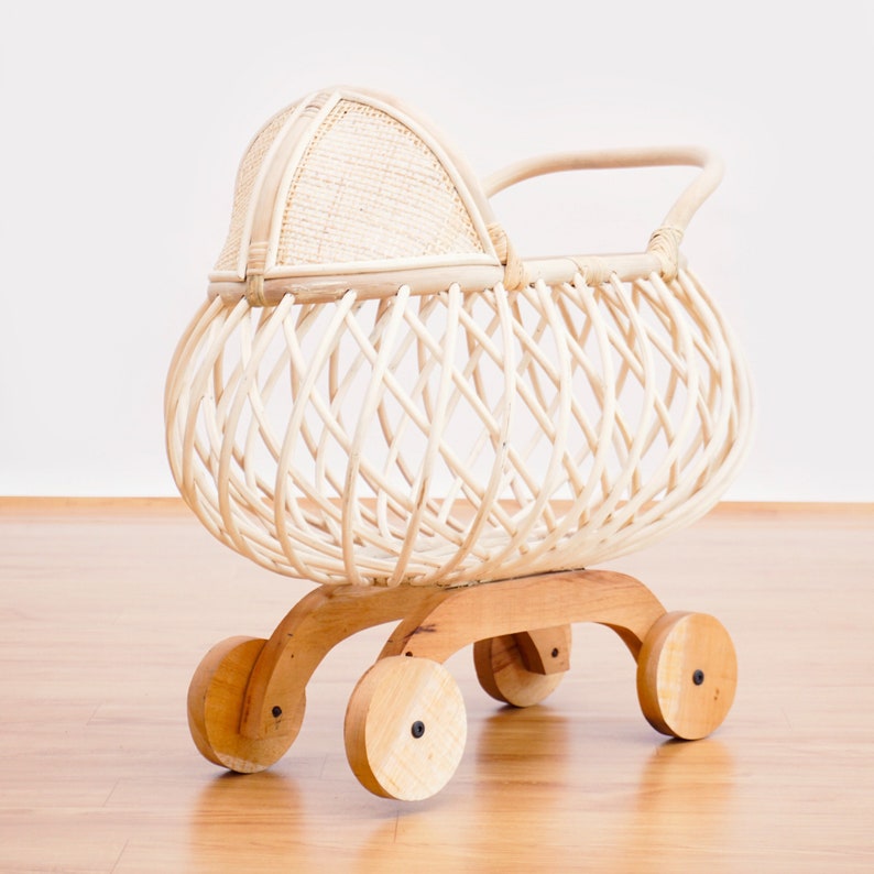 Rattan doll pram toys stroller wicker push pull baby toys Etsy