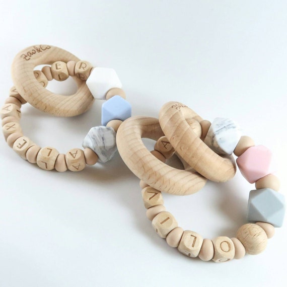 Handmade wooden Teething Toys Baby girl boy gift Christmas