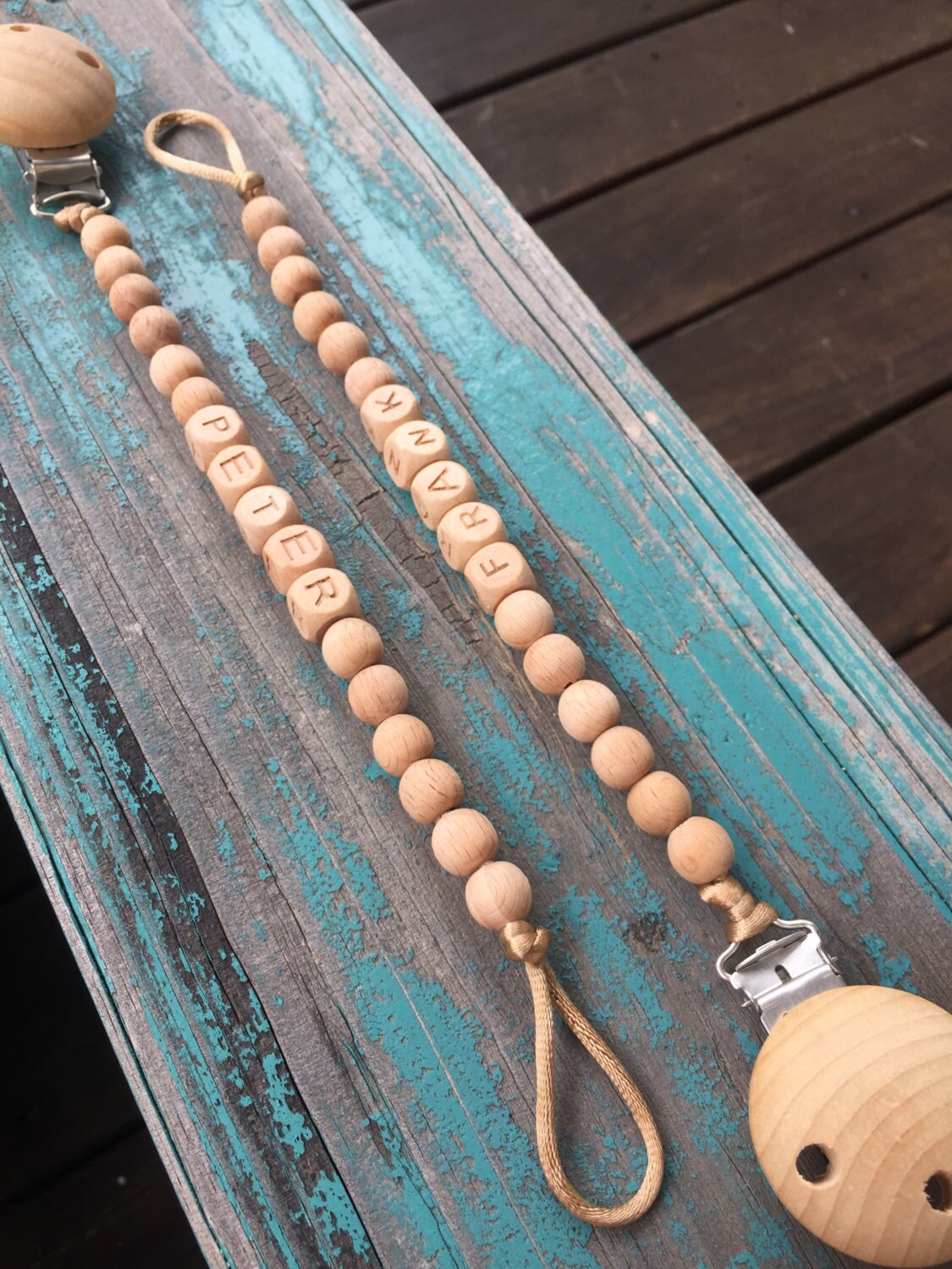 Dummy pacifier chain dummies clip holder natural organic wood Etsy