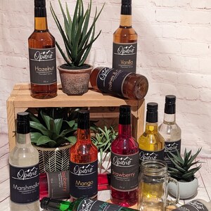 Gourmet Drink Syrups from Opario Syrups. Over 30 flavors. Hazelnut, Marshmallow, Mango, Strawberry, Green Apple, Etc.