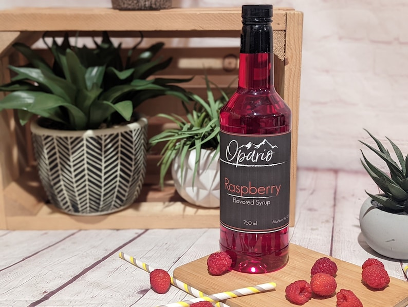 Raspberry Opario Syrup. Gourmet Flavored Drink Syrup.