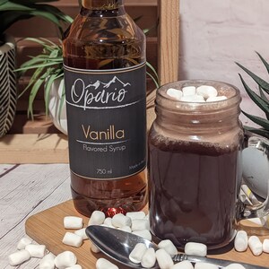 Gourmet hot chocolate using Vanilla Opario Syrups. Gourmet Drink Syrups