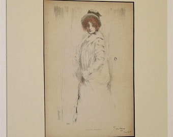 Ernest Haskell Hand Signed Color Lithograph Becky Sharp 1899 NY