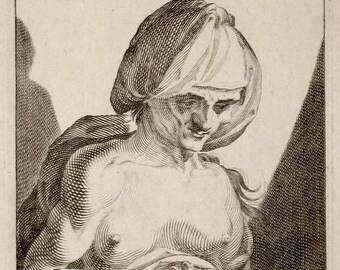 17th Century Etching Sybil Hellispontica by Dutch Artist Simon Frisius c. 1605