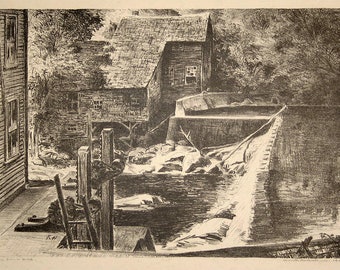 George Kenneth Hartwell  Pencil Signed Lithograph Mad River Mill Vermont 1948