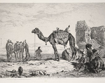 Jules Laurens Rare Original French Orientalist Etching Tehran, Persia 1863 Printed by Delatre