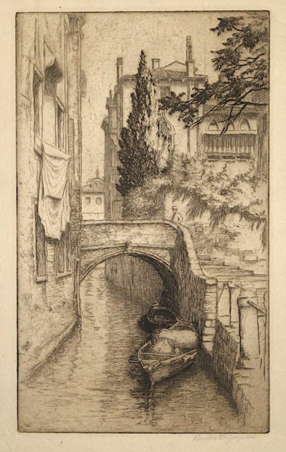 Bertha Jaques Original Pencil Signed Drypoint Etching Venice Etsy