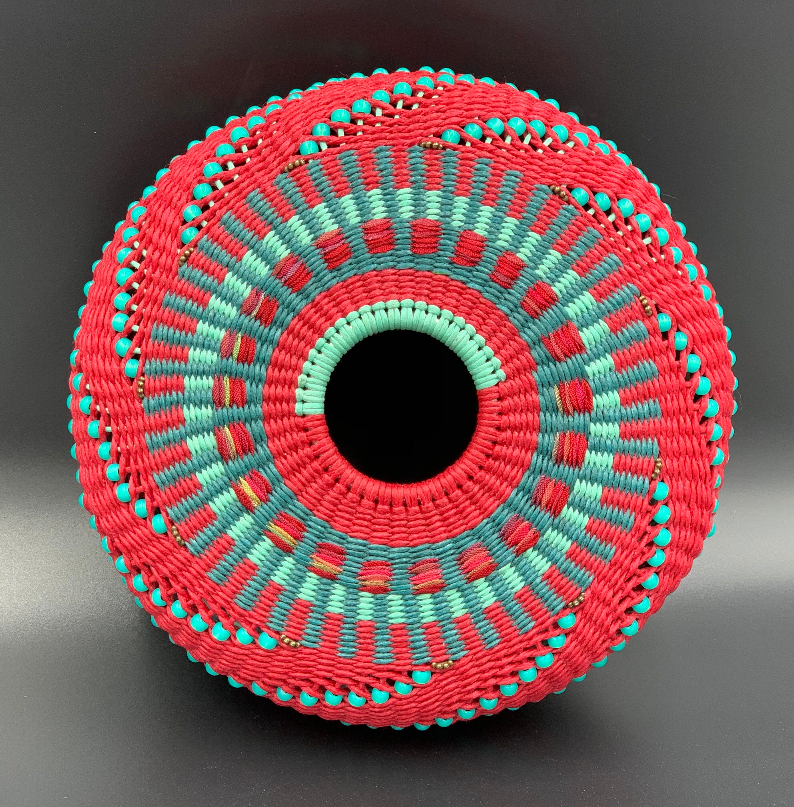 Watermelon by Twisted Spokes: Hand Woven Basket, Wall Basket, Decorative Basket, Waxed Linen, Cotton Cord, Handwoven