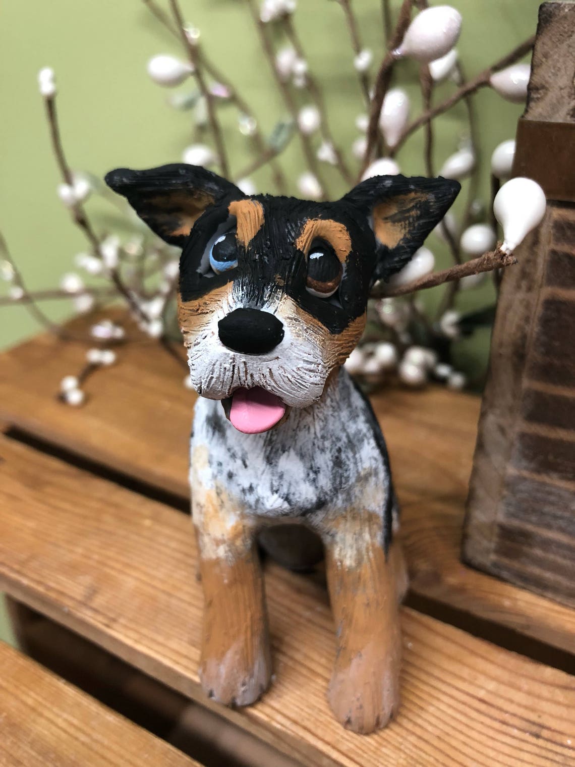 Australian Cattle Dog Sculpture Custom Dog Ornament Clay9 Etsy
