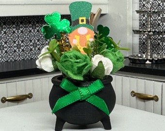 MINIATURE St Patrick's Day Decoration - Pot of Gold and Leprechaun - St Patty's Day - Pot o'Gold - 1/6 or 1/12 Scale