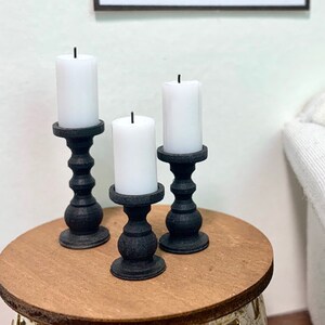 MINIATURE Candles for Dollhouse - Pillar Candles - Black Candleholders - White Candle - Modern Miniatures - 1:12 Scale Dollhouse - Farmhouse