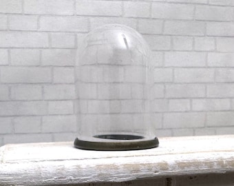 MINIATURE Glass Dome Cloche for Dollhouse - Bronze Metal Base - 1:12 Scale
