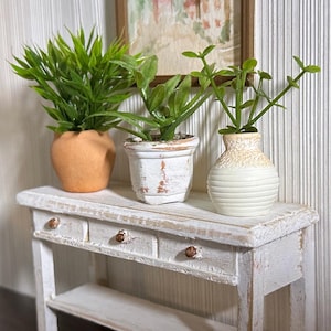 MINIATURE Set of 3 Plants in Pots for Dollhouse - Tuscan Style Decor - Clay Vases and Pots - Shabby Chic - Faux Greenery - 1:12 Scale