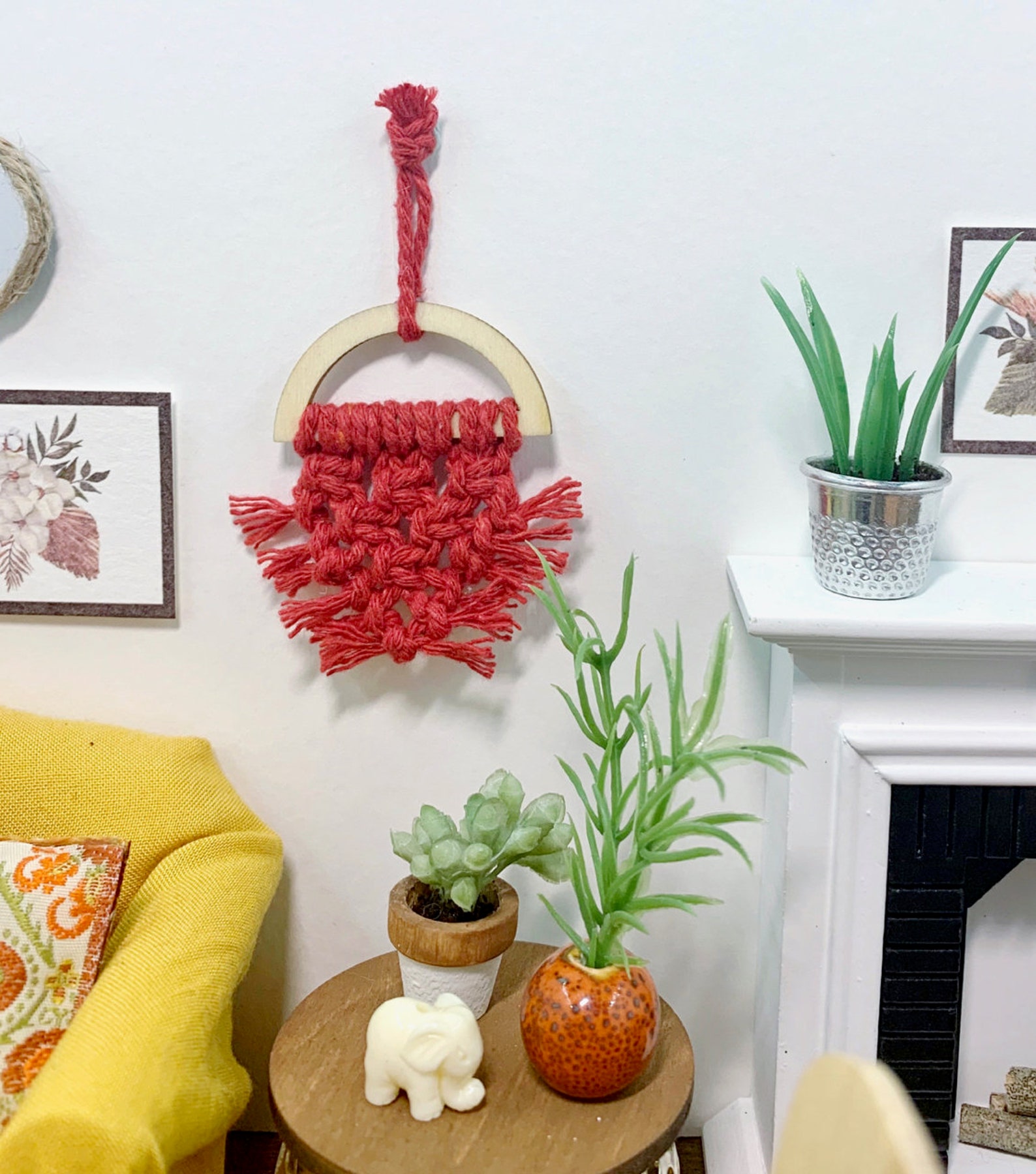 MINIATURE Macrame Wall Hanging Dollhouse Macrame Boho Wall Etsy