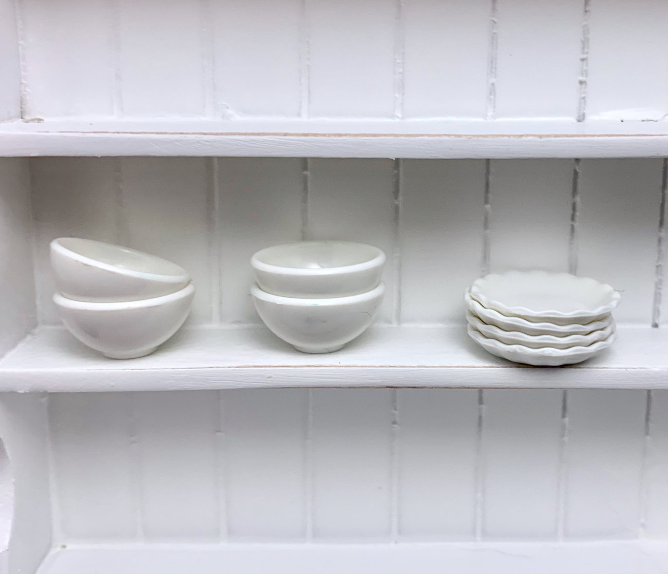 1:12 Scale 2 Cream Ceramic Bowls 2cm Tumdee Dolls House Kitchen Accessory Cr20 