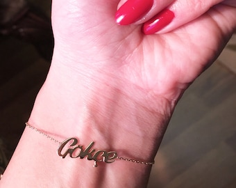 Pulsera con nombre personalizado: plata de ley, oro macizo o chapado en oro