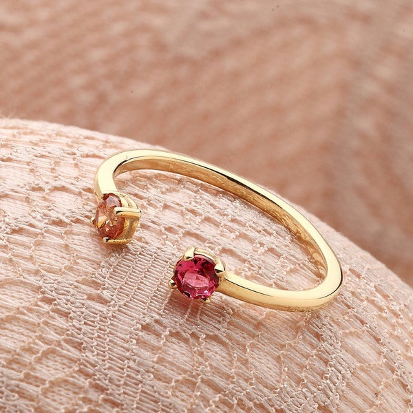 Dual Birthstone Ring: Sterling Silver Personalized Jewelry