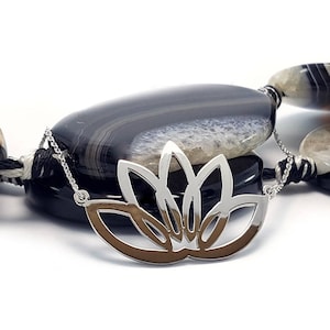 Sterling Silver Lotus Flower Necklace: Yoga Gift