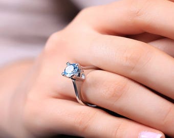 Engagement Ring - Birthstone Ring - Promise Birthstone ring - Personalized Ring - Birthstone Jewelry - Aquamarine Ring
