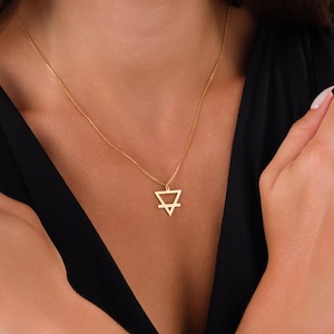 Alchemy Element Earth-Air-Fire-Water Symbol Necklace, Triangle Necklace, Sterling Silver Alchemy Necklace