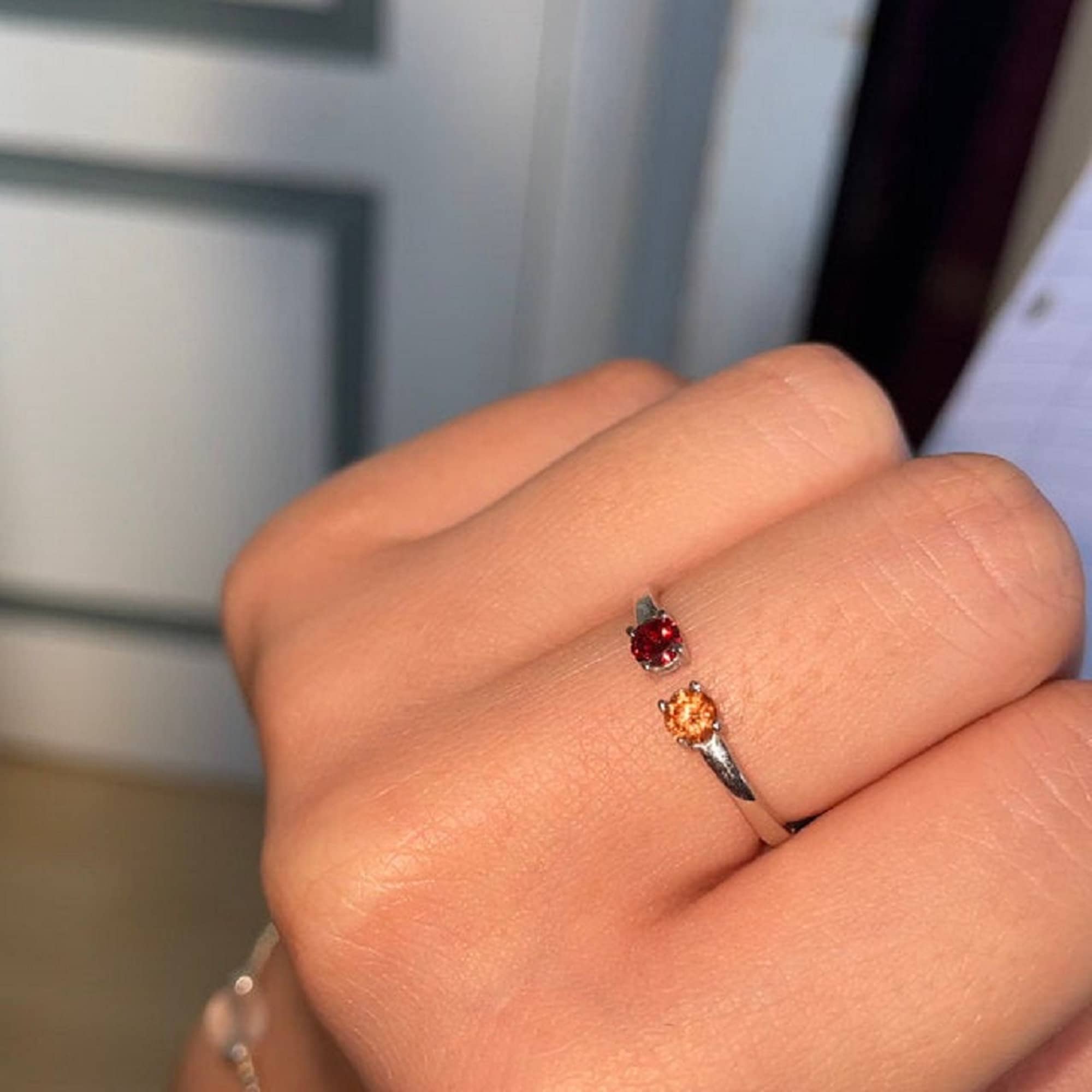 Birthstone Ring Dual Birthstone Ring Personalized Ring Etsy