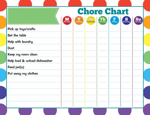 Weekly Chore Chart For Kids