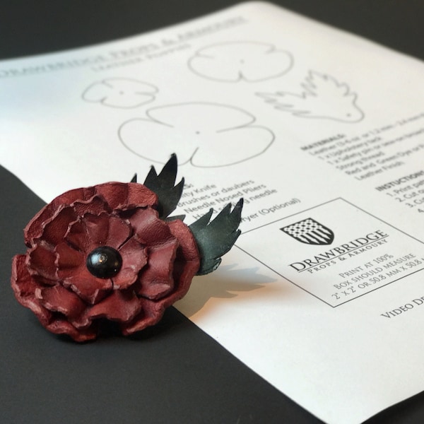 Leather Flower Poppy Pattern *** DIY Digital Pattern***