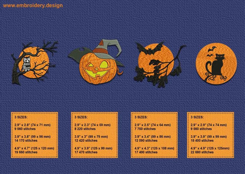 Spooky halloween embroidery designs pack of 10 downloadable  etsy