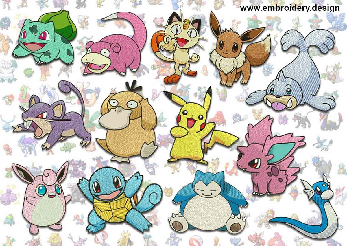 Pokemons embroidery designs PACK of 15 downloadable Etsy