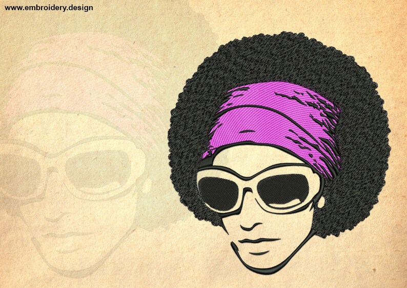 Girl in sunglasses embroidery design downloadable 4 sizes Etsy