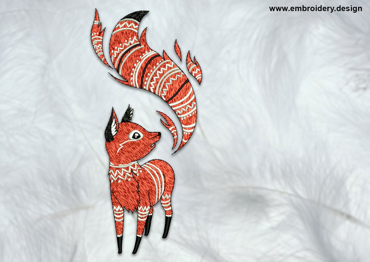 Download Ethnic fox embroidery design 3 sizes downloadable | Etsy