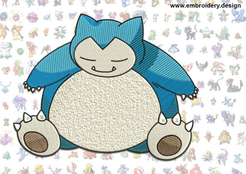 Pokemon snorlax embroidery file 4 size  embropedia