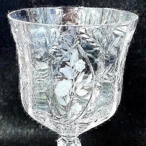 KNlCKERBOCKER Pattern, Vintage PAIR Crystal  Goblets, 7 5/8 in tall,  9 oz, Stem pattern #1007,  Made by ROCK SHARPE circa 1930&#39;s to 1950&#39;s.