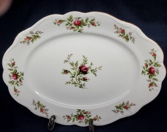 Moss Rose Pattern 13" Oval Platter, Johann Haviland, By Traditions Fine China Company, Great Condition, w Pink-Mauve Roses & Green Leaves