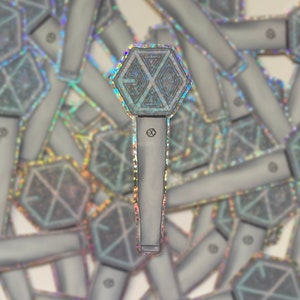 EXO LIGHTSTICK STICKER adesivo kpop com glitter exo-l faringe