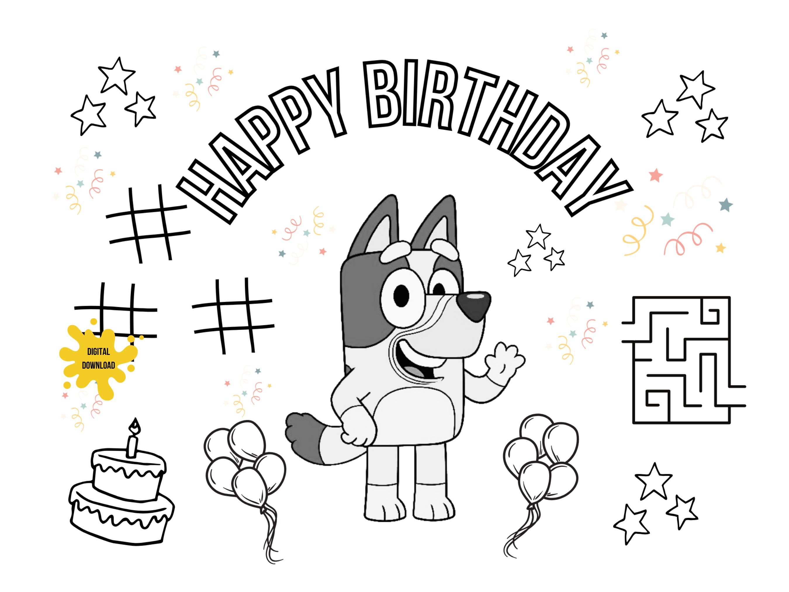 Bluey Coloring Placemat, Bluey Birthday Party, Bluey Party Decor, Bluey
