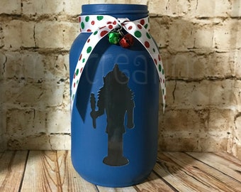 Nutcracker Painted Mason Jar Tea Light Candle  Holder, mason jar, tea light candle, candle, holiday, Christmas, nutcracker, Christmas gift