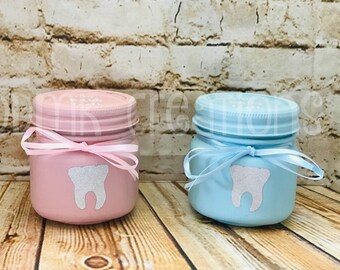 Baby Tooth Keepsake Painted Mason Jar , baby tooth jar, tooth fairy jar, baby teeth holder, mason jar, painted mason jar, baby shower gift