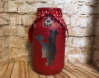 Fat Chef Painted Mason Jar Tea Light Candle Holder, fat chef, painted mason jar, tea light candle holder, mason jar, hostess gift, bistro