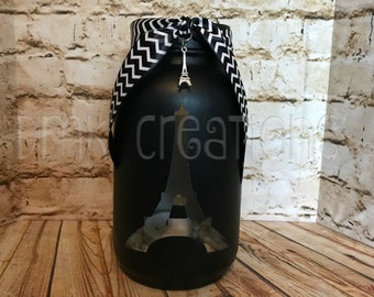 Eiffel Tower Painted Mason Jar Tea Light Candle Holder, Eiffel Tower, Painted Mason Jar, Tea Light Candle Holder, mason jar, Paris, gift