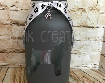 Schnauzer Painted Mason Jar Tea Light Candle Holder, dog, tea light candle, candle holder, schnauzer, painted mason jar, birthday gift