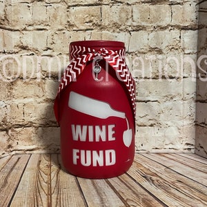 Wine Fund Painted Mason Jar Bank, wine fund, bank, piggy bank, painted mason jar, mason jar, gift, mason jar bank, fund jar, wine fund jar