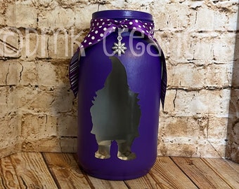 Gnome Painted Mason Jar Tea Light Candle Holder, gnome, painted mason jar, tea light candle holder, garden gnome, mason jar, gnome decor