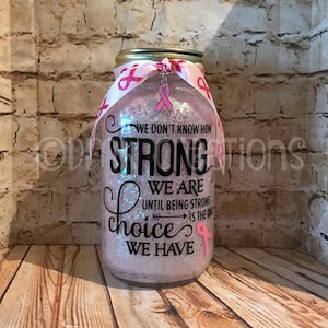 Breast Cancer Glitter Mason Jar  Light, mason jar, night light, mason jar light, breast cancer awareness, glitter mason jar light,