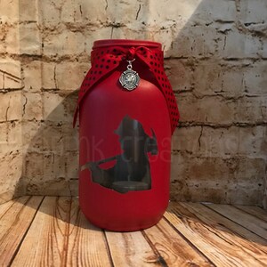 Firefighter Painted Mason Jar Tea Light Candle Holder, firefighter, fireman mason jar, fire, mason jar, painted mason jar, tea light candle